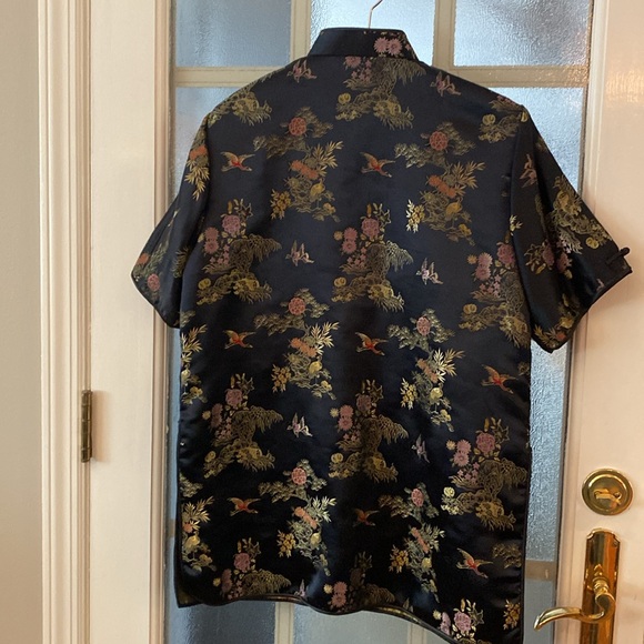 Vintage Asian style blouse  size L 100%silk - Picture 8 of 9